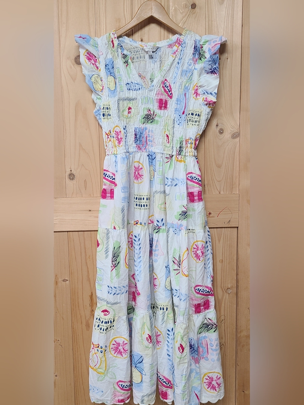 crown & ivy White With Colorful Fruit Dress 100%cotton - Picture 4 of 10